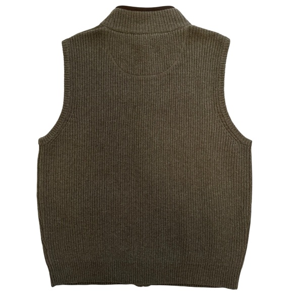 L.L. Bean Men's Green Waterfowl Merino Wool Full Zip Sweater Vest - Picture 5 of 5